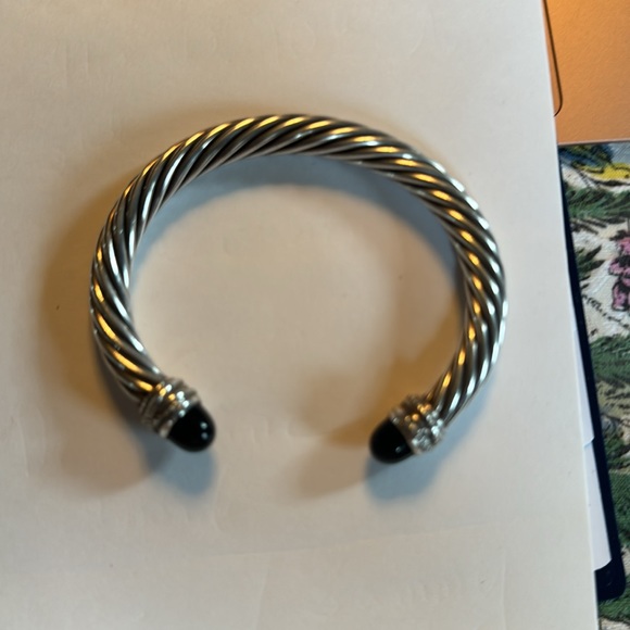 David Yurman Cable Bracelet 7mm Size small Onyx and Diamond - Picture 6 of 16
